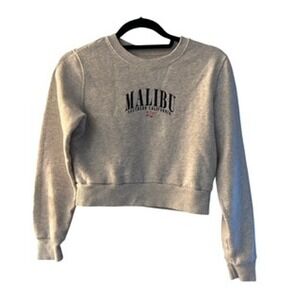 Hollister Malibu Southern California Cropped‎ Sweatshirt Gray XS